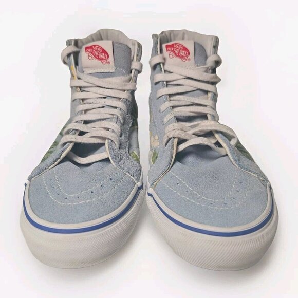 Vans Off The Wall Van Doren Light Blue Floral High Tops Size M6.5 / W8 - Picture 2 of 13